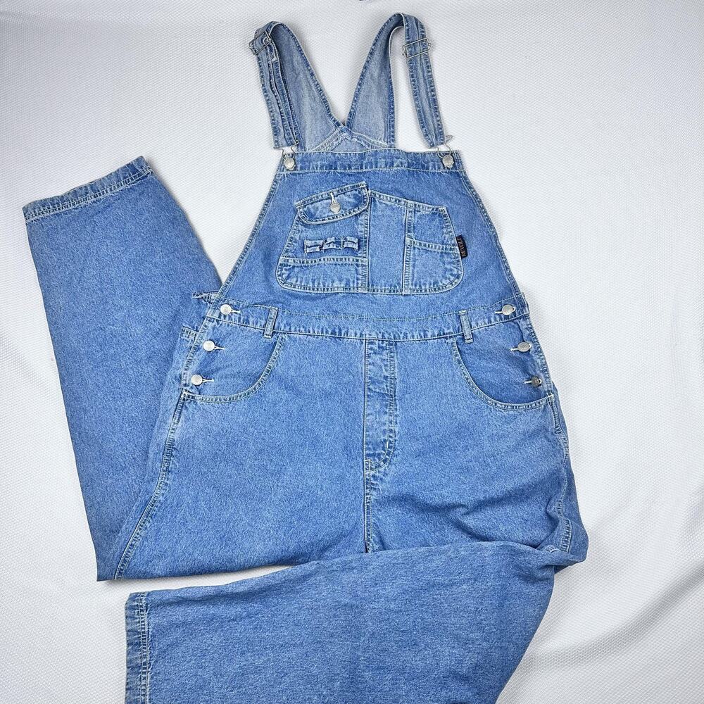 Revolt Overalls Womens 20 Blue Denim Vintage Relaxed Fit Pockets One Piece 90s